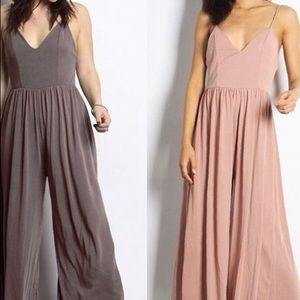 Wide leg modal jumpsuit in plum